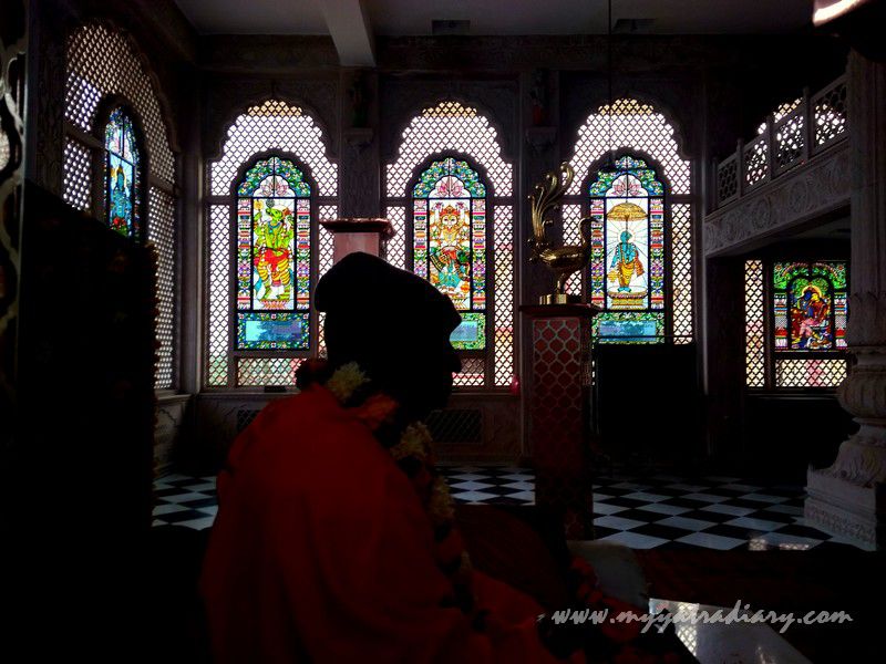 Window to the spiritual world stained glass vedic art gallery - ISKCON Jaipur, Rajasthan