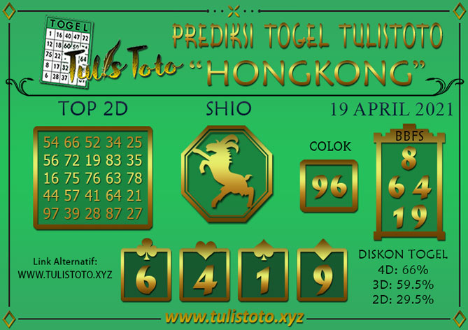 Prediksi Togel HONGKONG TULISTOTO 19 APRIL 2021