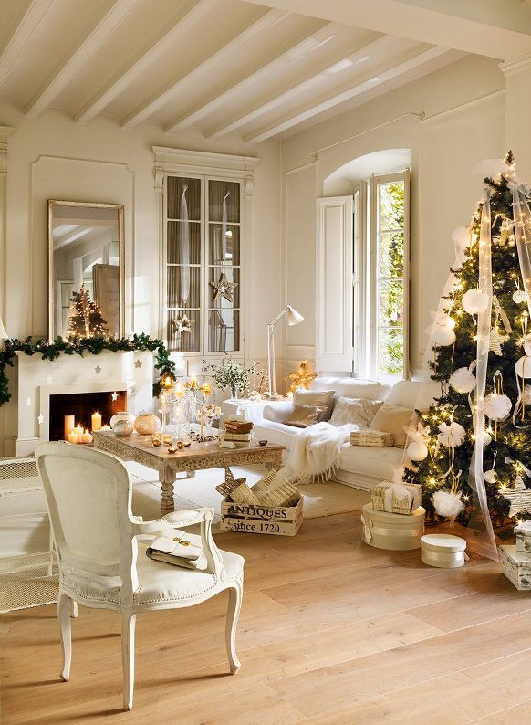 blog decoración casa vestida de blanco Navidad