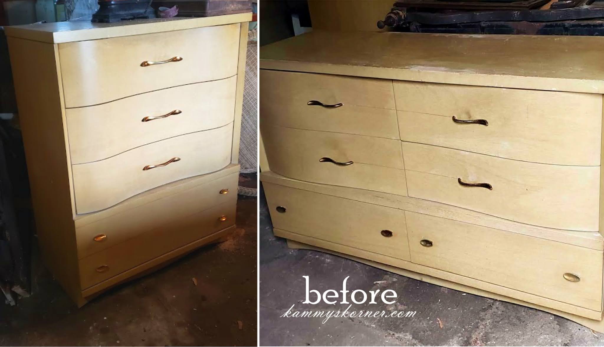 Kammy's Korner Mid Century Makeover {Blonde Dresser Set 1950s}