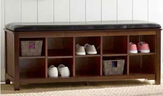 Home entryway storage and organizer bench.