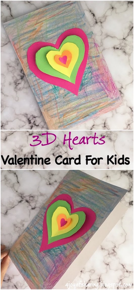 3D Hearts Valentine Card For Kids - The Joy of Sharing
