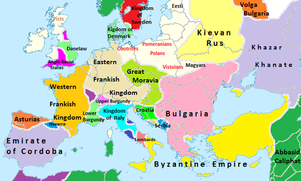 Карта Европы времен Киевской Руси