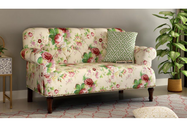 Buy Parker 2 seater floral fabric sofa from woodenstreet
