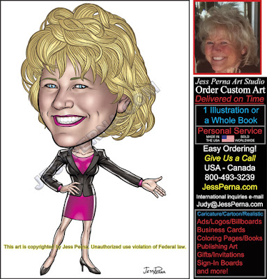 Real Estate Agent Wearing Skirt Suit Caricatures