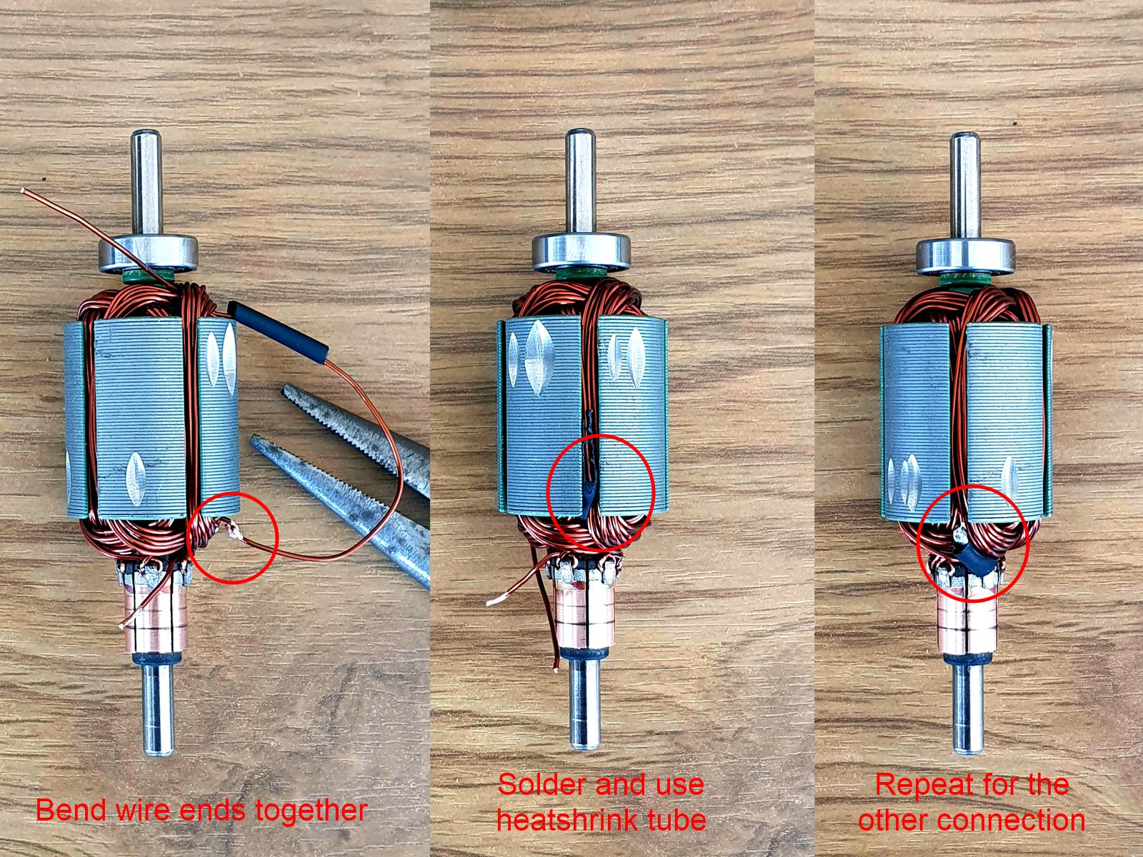 Fixing a broken rotor coil of 775 motor · One Transistor