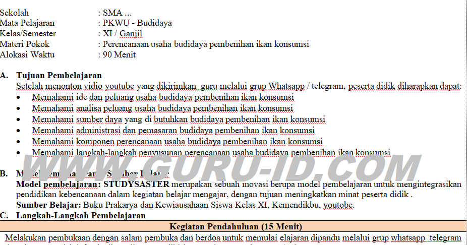 Rpp Daring Prakarya Kelas 11 Semester Ganjil Info Pendidikan Terbaru