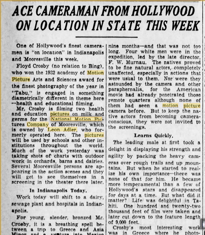 Mooresville (Indiana) Local History Treasure Trove Mooresville's Movie