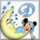 Alfabeto de Mickey Bebé durmiendo en la luna D.