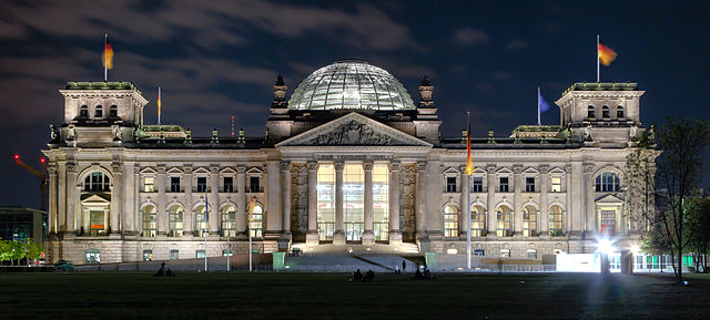 Reichstag building at night
