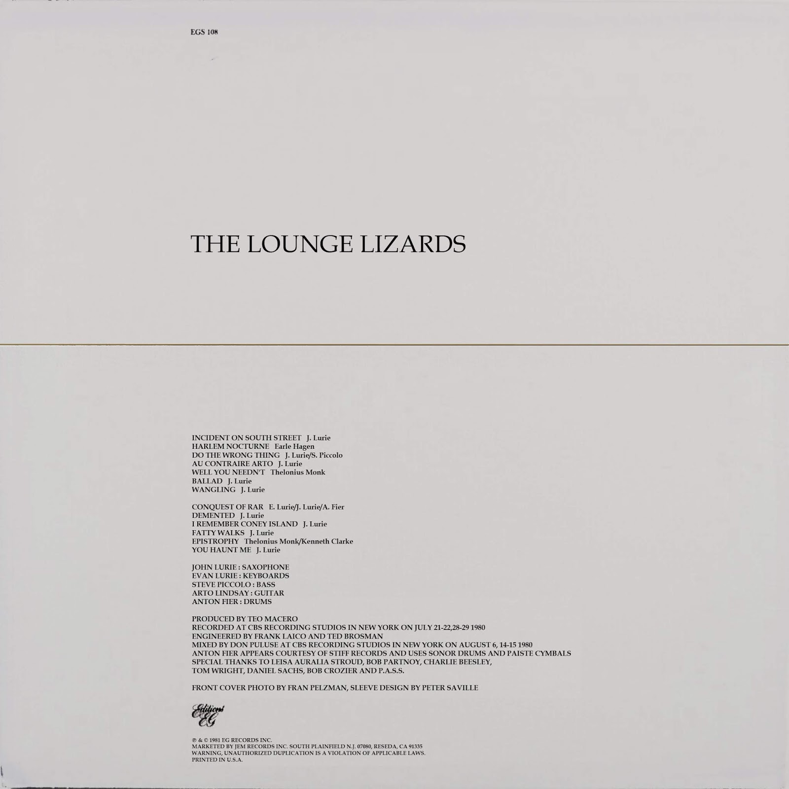 Different Perspectives In My Room!: THE LOUNGE LIZARDS – The Lounge