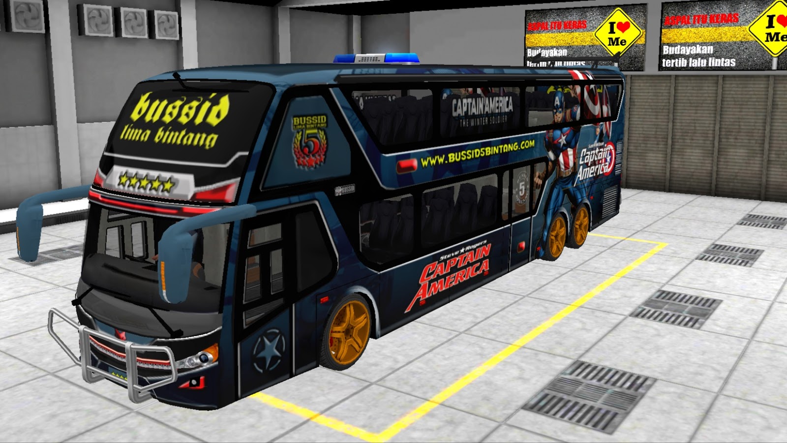 Livery BUSSID SDD 5B Captain America - Bussid Lima Bintang