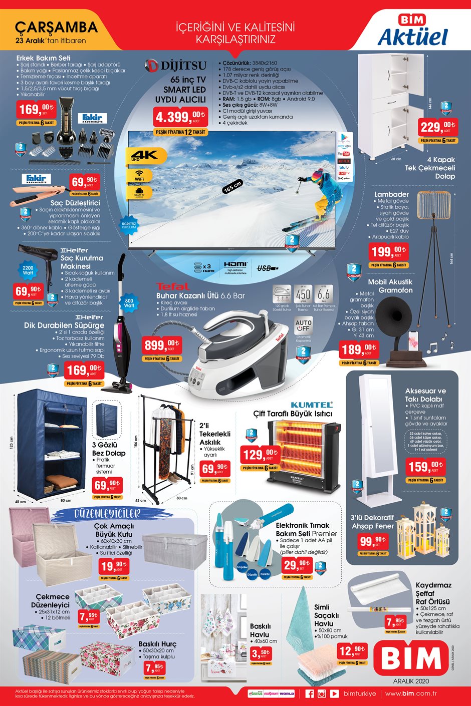 23 Aralık 2020 Çarşamba BİM aktüel ürünler kataloğu