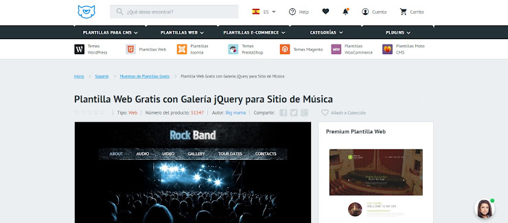 Plantilla Web Gratis con Galería jQuery para Sitio de Música