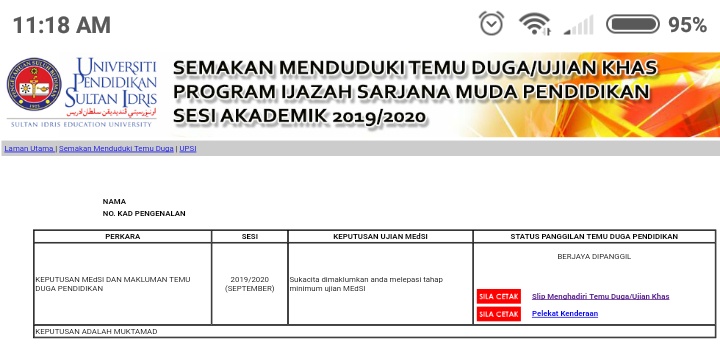 Pengalaman Ujian Medsi & Temuduga UPSI 2019