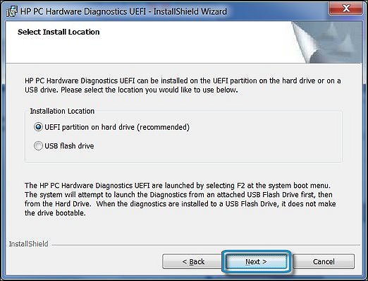 เรียกใช้เครื่องมือวินิจฉัย UEFI จากไดรฟ์ USB