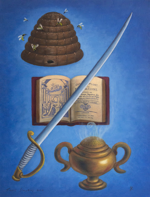 Masonic Symbolism. Master Mason Emblems. Degree Ritual. Painting Series by Travis Simpkins