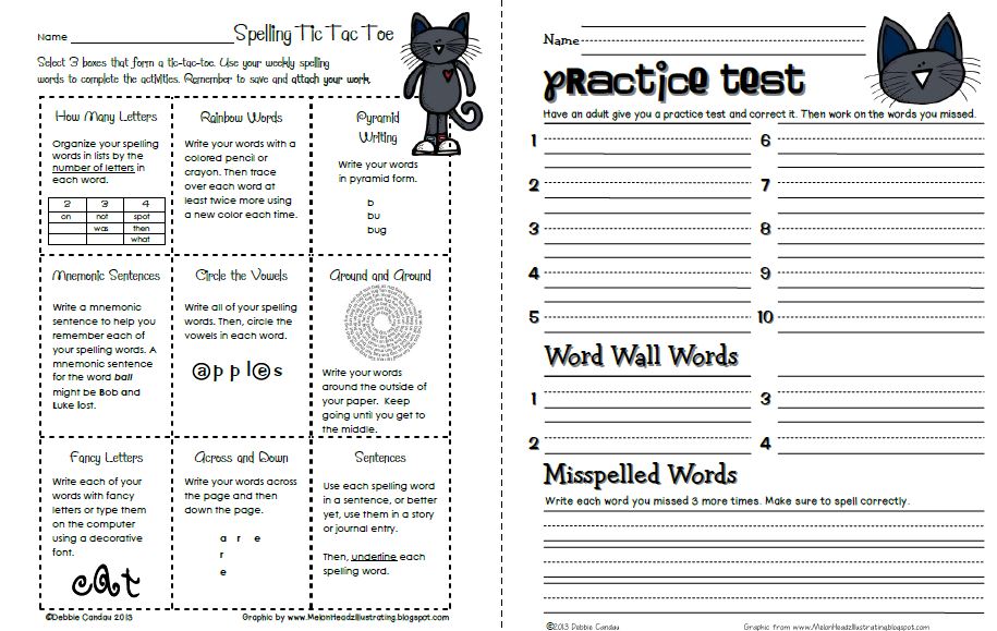 First grade spelling homework picture