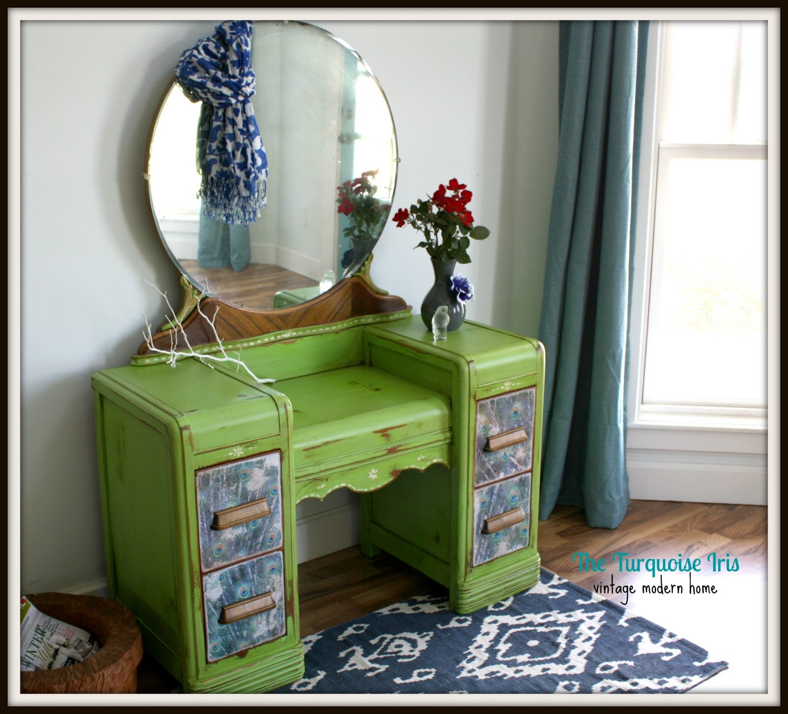 The Turquoise Iris Furniture & Art Apple Green Antique Waterfall