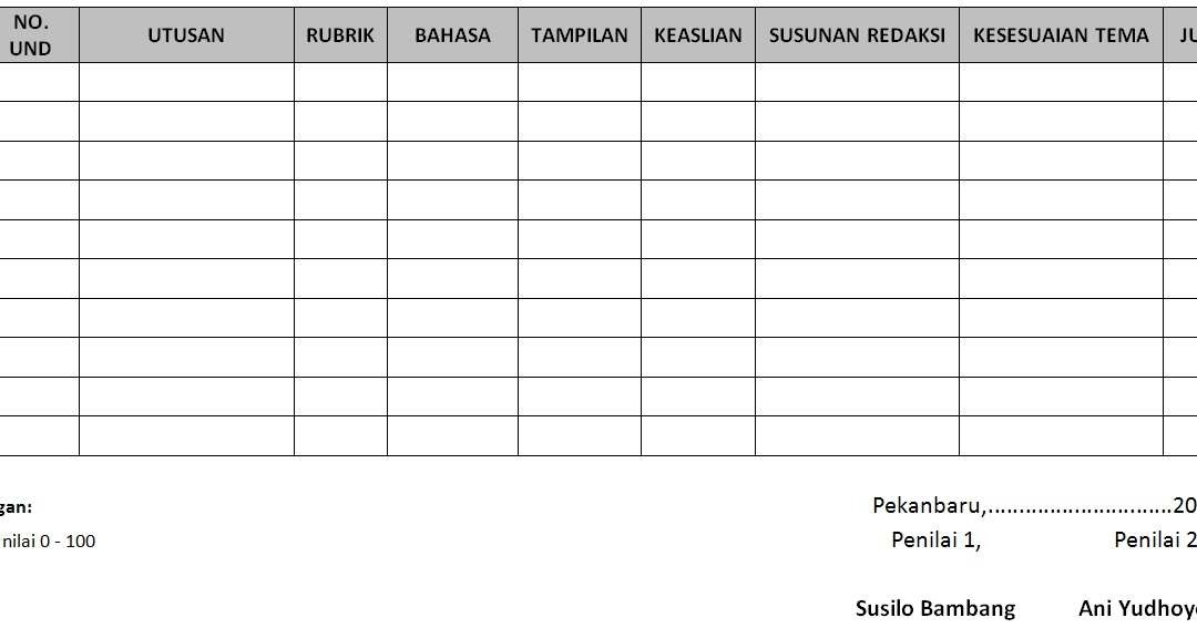 Contoh Tabel Penilaian Lomba Penilaian Dance Cover