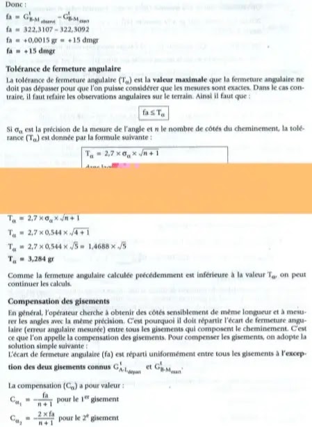 Polygonation,  calcul,  Types de Cheminement, topographiques,