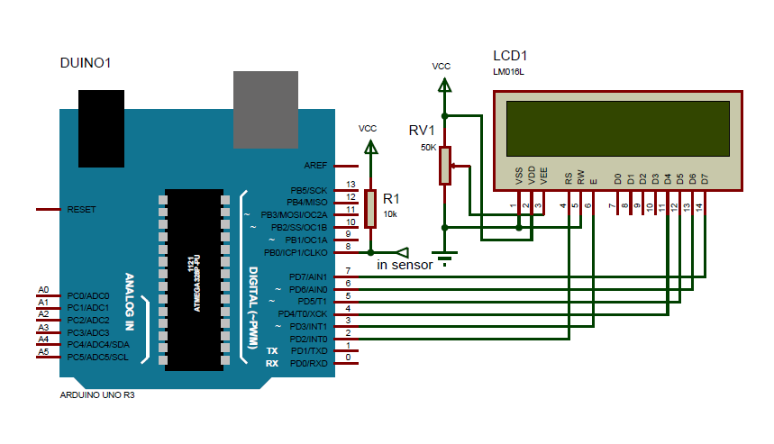 Koneksi Arduino UNO dengan LCD