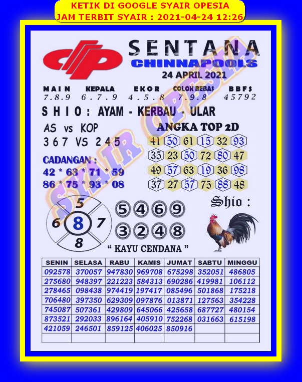 Syair Sdy Hari Ini Sabtu 24 April 2021 Opesia Official