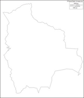 Mapa mudo, blanco y negro de Bolivia