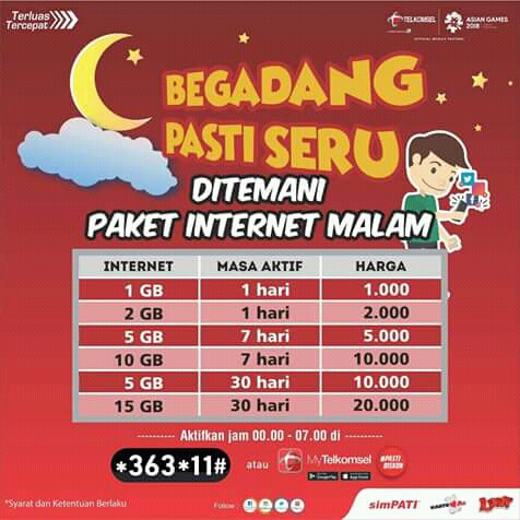 Info Paket Internet Malam Telkomsel Pulsantech