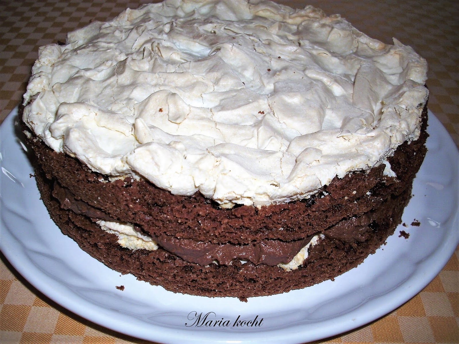 Maria kocht: Schoko-Baiser-Torte mit Mascarpone / Csokoládés-habcsókos ...