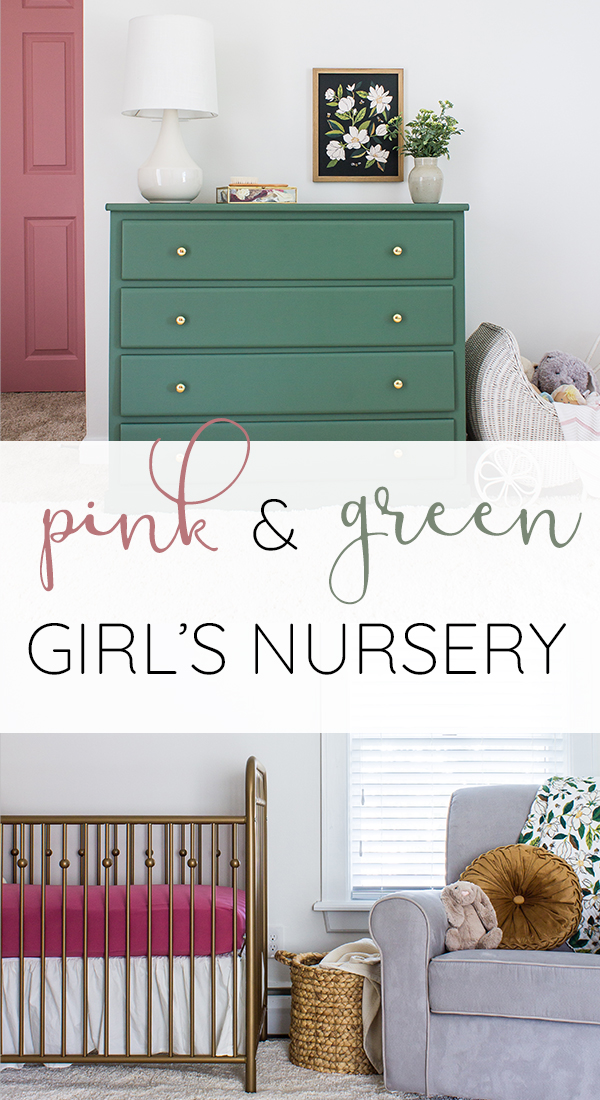 Pink and green modern traditional girl's nursery