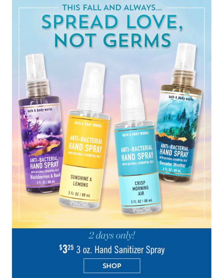 Life Inside the Page Bath & Body Works Hand Sanitizer Sprays 3.25