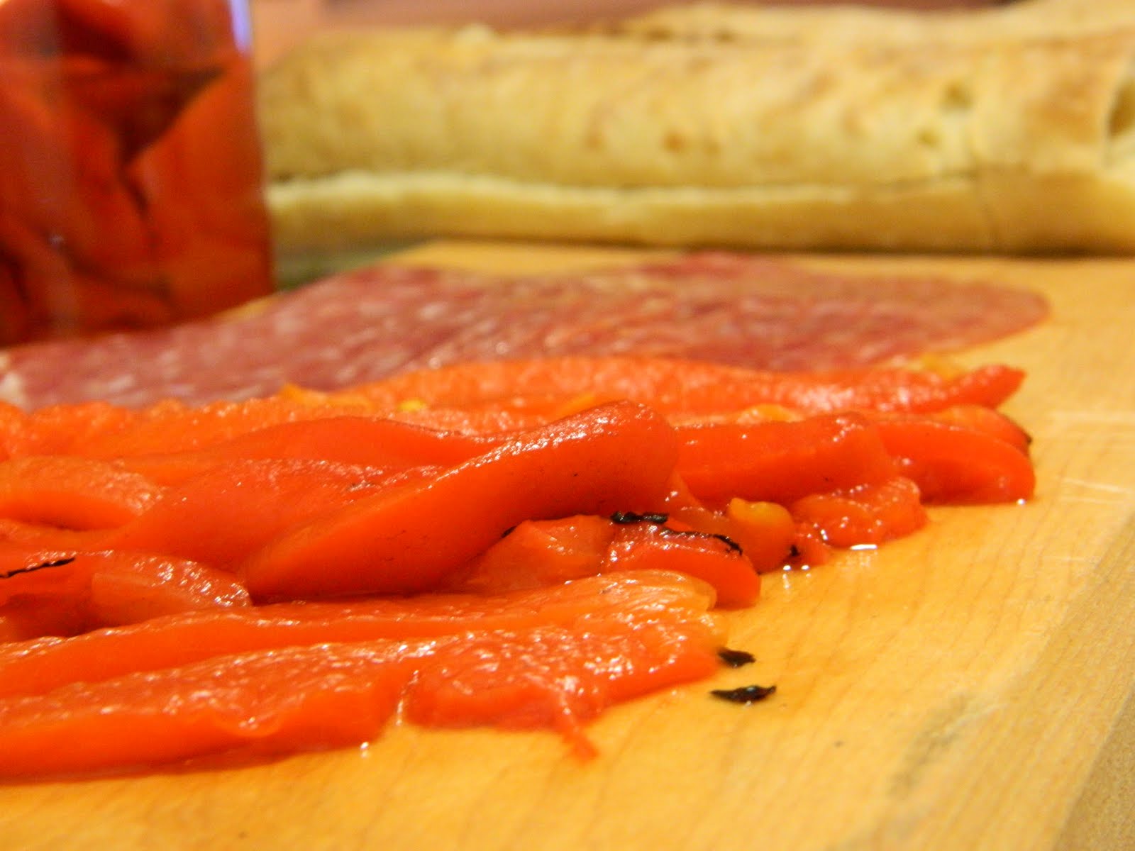 crosby beach sopressata and goat cheese sandwich with olive tapenade and roasted red peppers