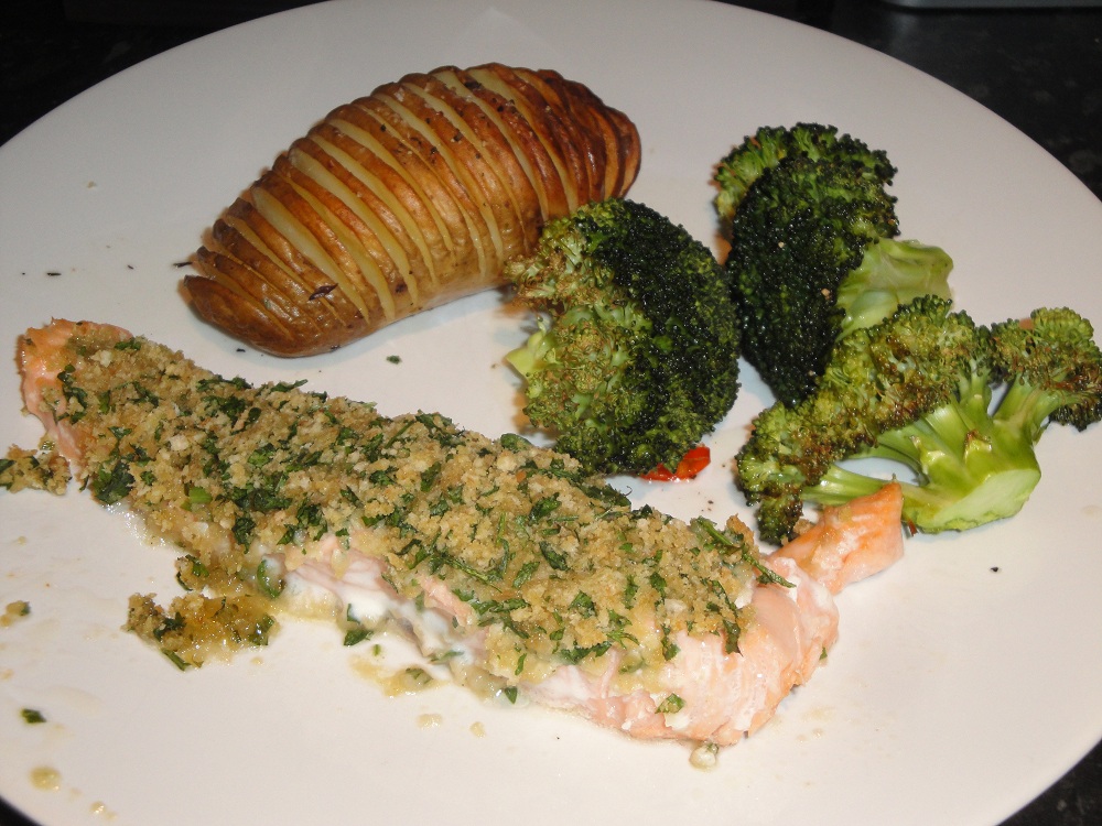 The Lansom/ Pascale Bake Off Herb crusted Salmon with Hasselback