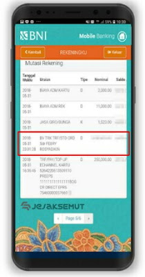 cetak ulang struk transfer lewat bni mobile