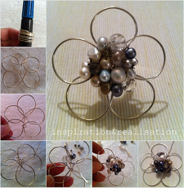 crafty jewelry a 5 petals flower, with beads in the middle, crafts