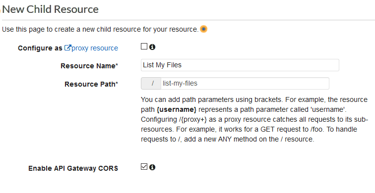 Create an AWS API Gateway for AWS Lambda