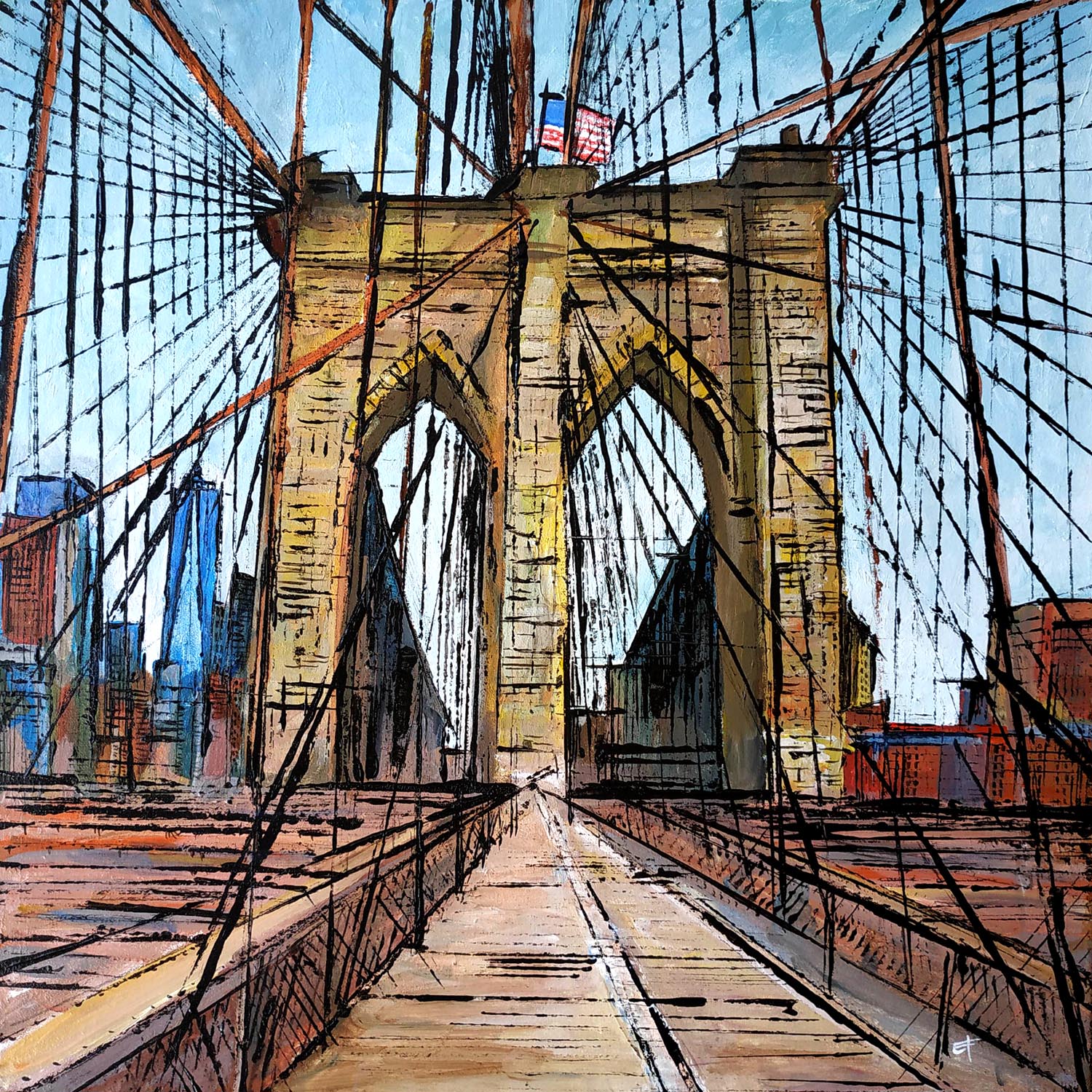 Eric F. Artiste Peintre peinture Brooklyn Bridge NYC
