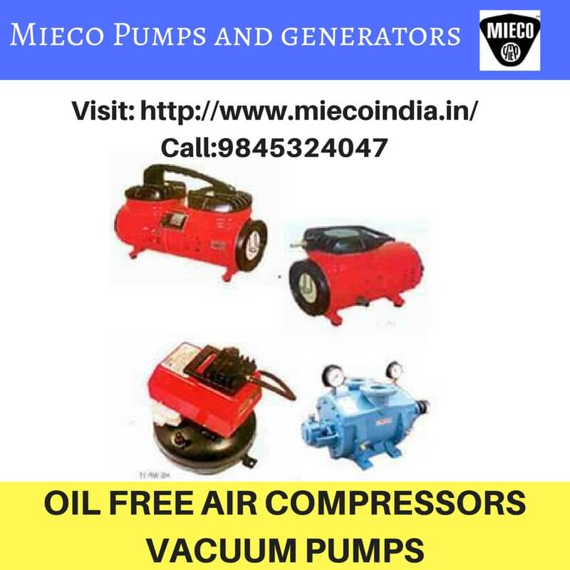 Pumps & Generators in Bangalore Oil Free Air Compressors and Vacuum Pumps