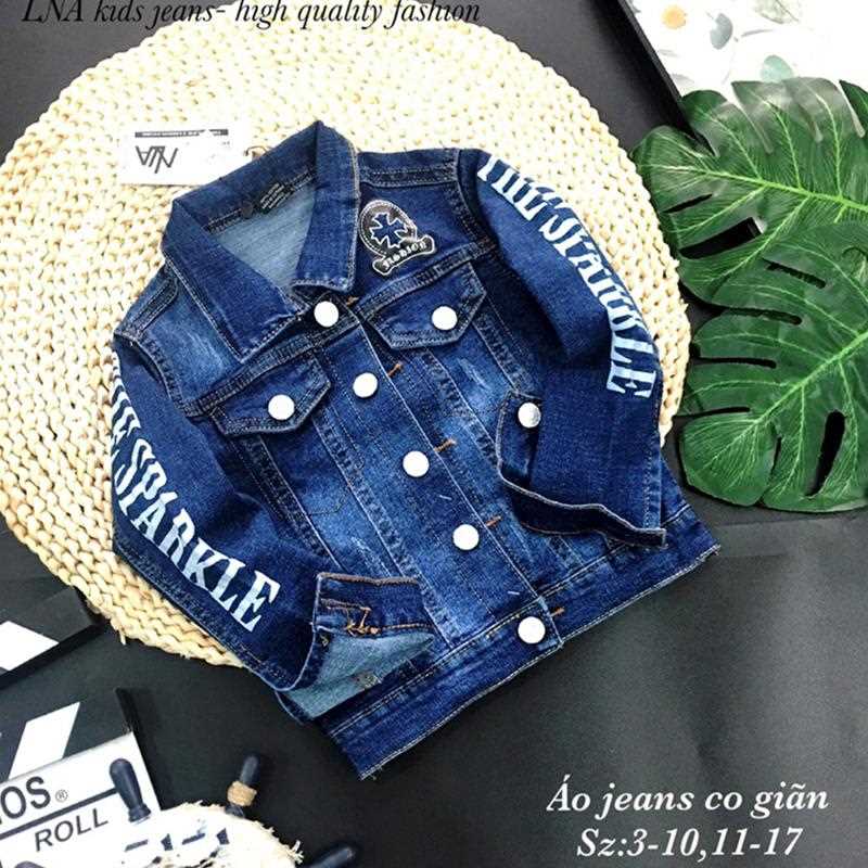 Áo Khoác Trẻ Em Denim Tay Dài In Chữ - LNA 159672 12 5 512
