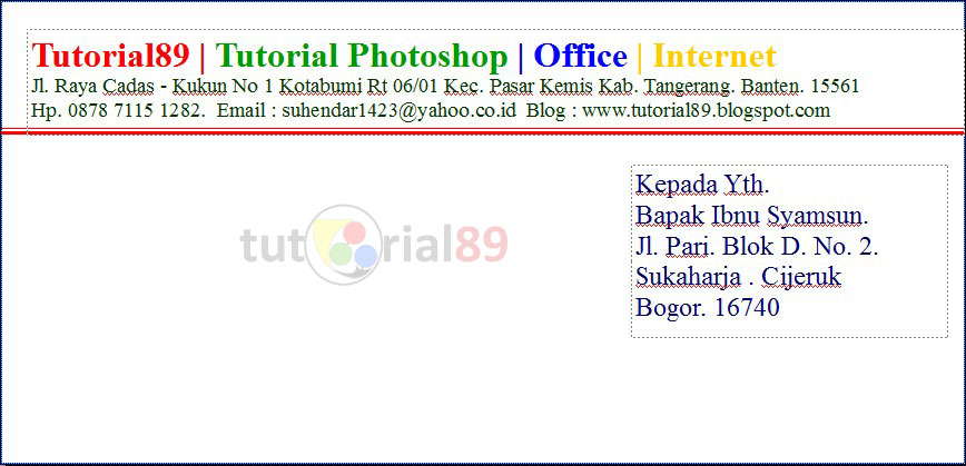 Cara print kop surat dan alamat surat di amplop  Tutorial89