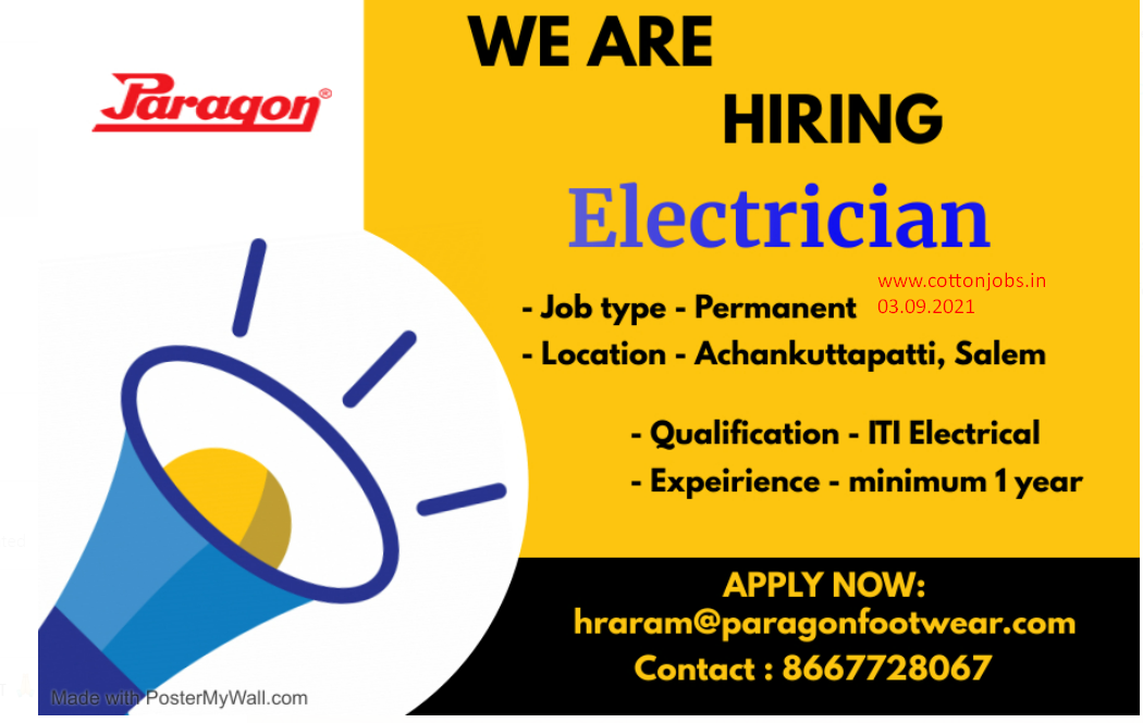 FRIDAY(03.09.2021)ONWARDS INTERVIEW ALL GARMENTS JOBS & SPINNING MILL