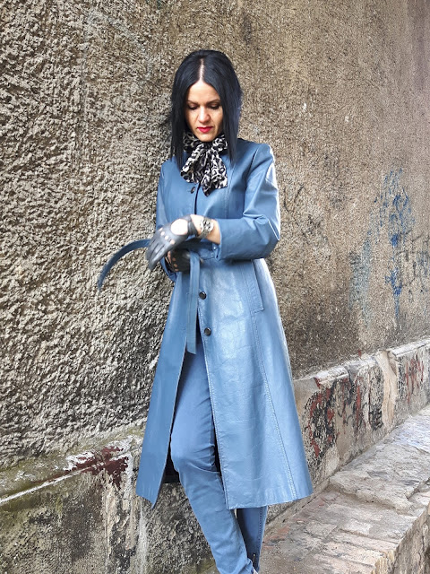 blue leather coat outfit blue leather coat outfit