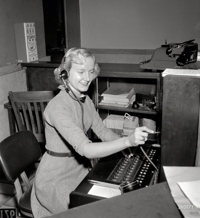 Circa 1955 in Columbus, Georgia. Office Switchboard Operator