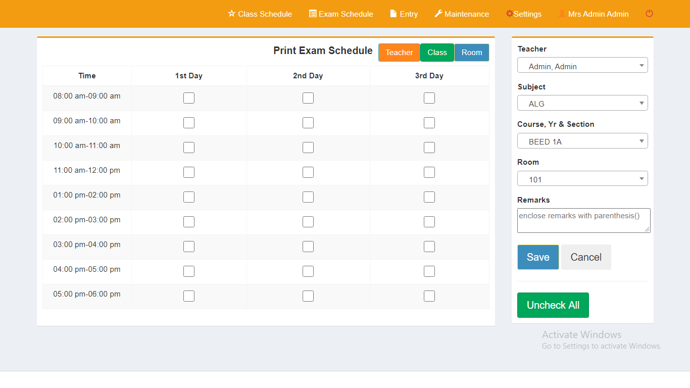 online class scheduling system thesis