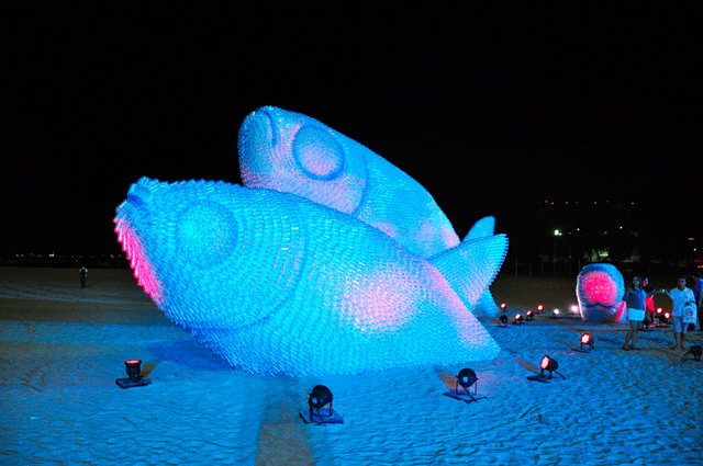 Fish Sculptures Made from Discarded Plastic Bottles