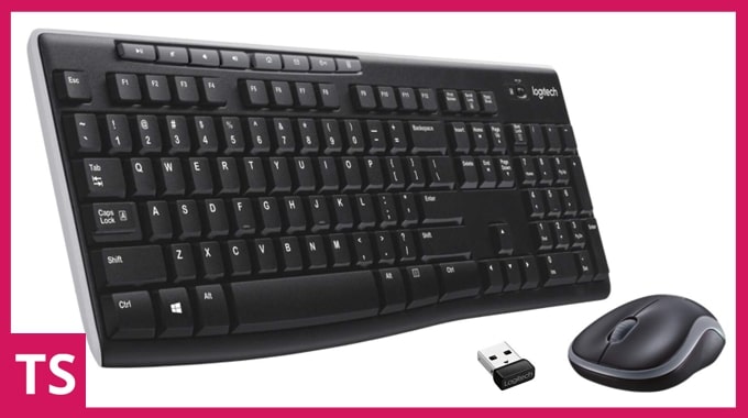 Logitech MK-270R wireless keyboard and mouse combo.