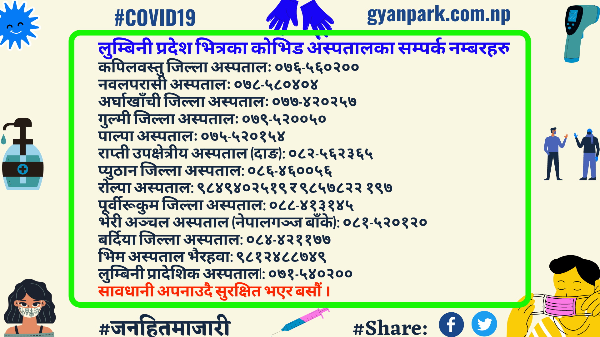 Imp contact number for COVID Hospitals of Lumbini Province, All District Hospital Phone number for Covid19 Patients