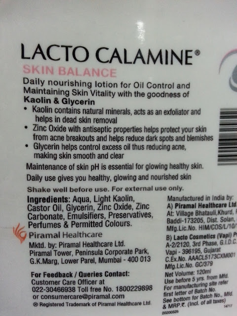 Lacto Calamine Skin Balance Daily Nourishing Lotion-Oil Control Review, Pictures and Swatches