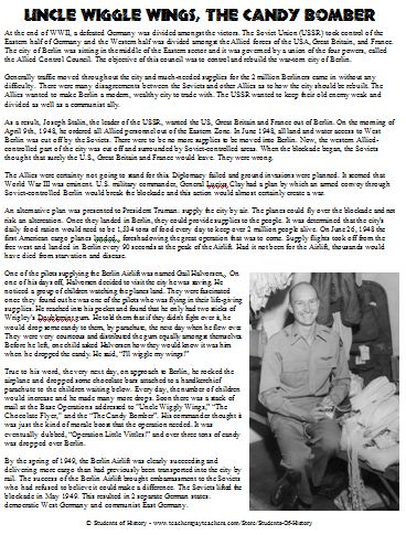 Students of History: "Uncle Wiggle Wings - The Candy Bomber " Berlin
